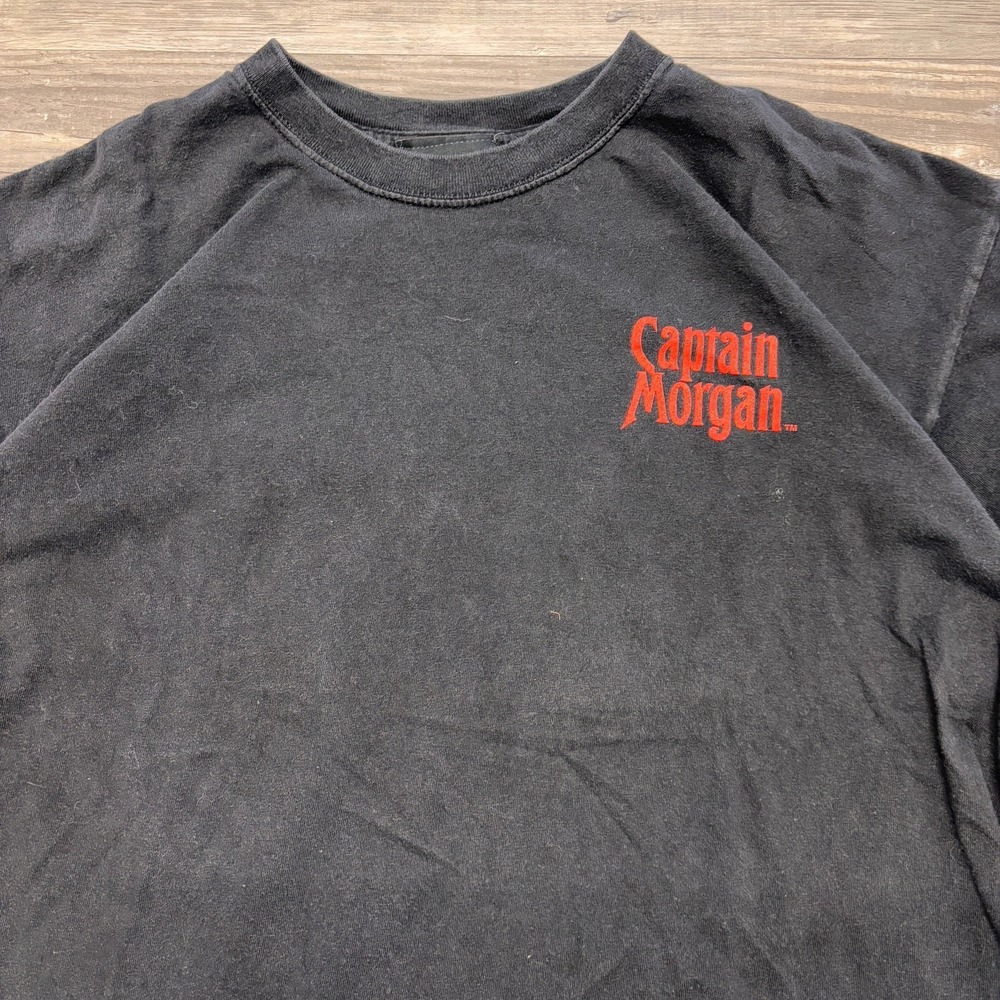 Vintage 90s Y2k Captain Morgan Rum Co. Black Men Xl Cotton Pirate Alcohol Shirt View 2
